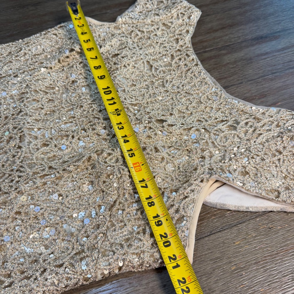 Gold Sequin Cap-Sleeve Cocktail Dress - Picture 11 of 11